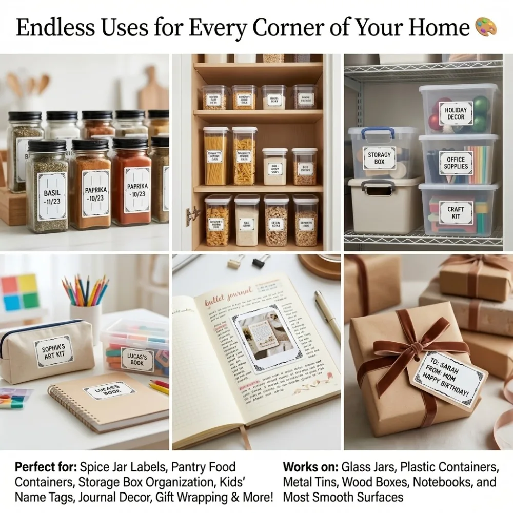 Writable Stickers Blank Rectangle Labels Food Self Adhesive Jar Tags Home Kitchen Organization Storage Labels Removable Easy Use