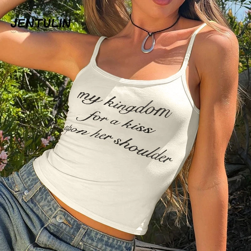 2000년대 Y2K 의류 하라주쿠 여성 민소매 탱크탑 빈티지 레터 프린트 그런지 크롭탑 스트릿웨어 펑크 고딕 이모걸 코르셋