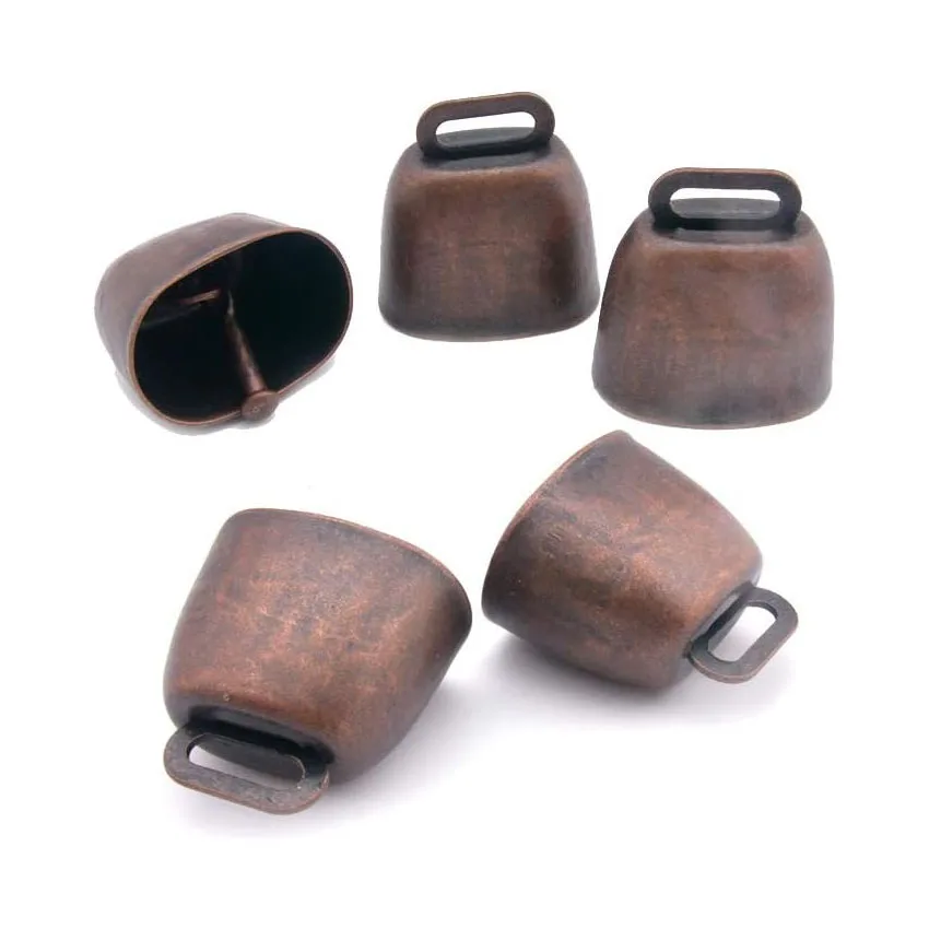 Cow Horse Sheep Grazing Bells with Locking Carabiner - for Horses, Cattle, Goats, Dog.Long Distance Iron Bells  Copper Color