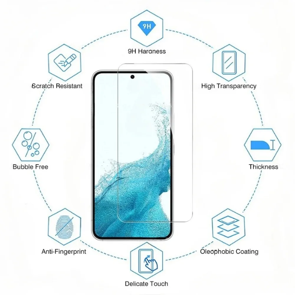 Закаленное стекло с полным покрытием для Samsung Galaxy S24 S22 S21 S20 FE Plus, Защитное стекло для экрана Samsung S22 + Защитная пленка, 4 шт.