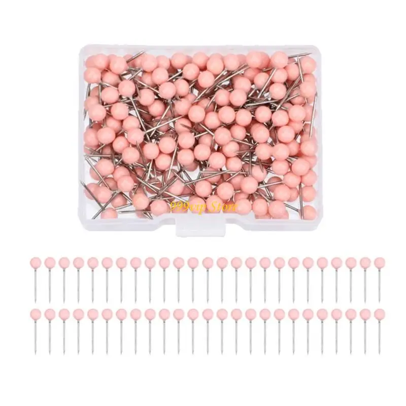 C90C Cork Board Tacks Beads Head Map Pins Heart Pushpins Flat Round Push Pin