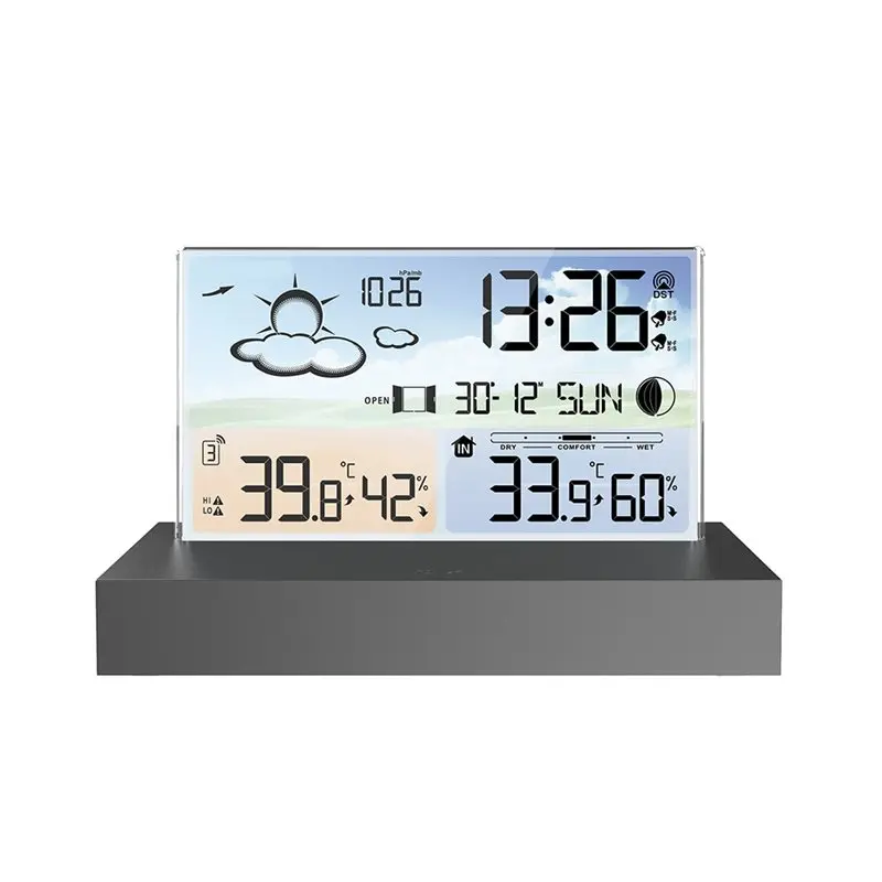 NEW HOT In Stock-Digital Weather Station Indoor& Outdoor Temperature Sensor, Humidity Meter, Calendar, Weather Forecast Alarm Cl