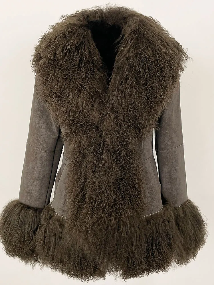 معطف فرو أرنب حقيقي شتوي جديد للسيدات لعام 2025 جاكيت من فرو الأغنام الطبيعي منغوليا ملابس سميكة ودافئة على الموضة للسيدات #2