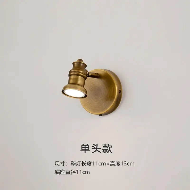 Retro full copper mirror headlights bathroom makeup mirror lights bathroom wall lamp hallway entrance lights painting lights
