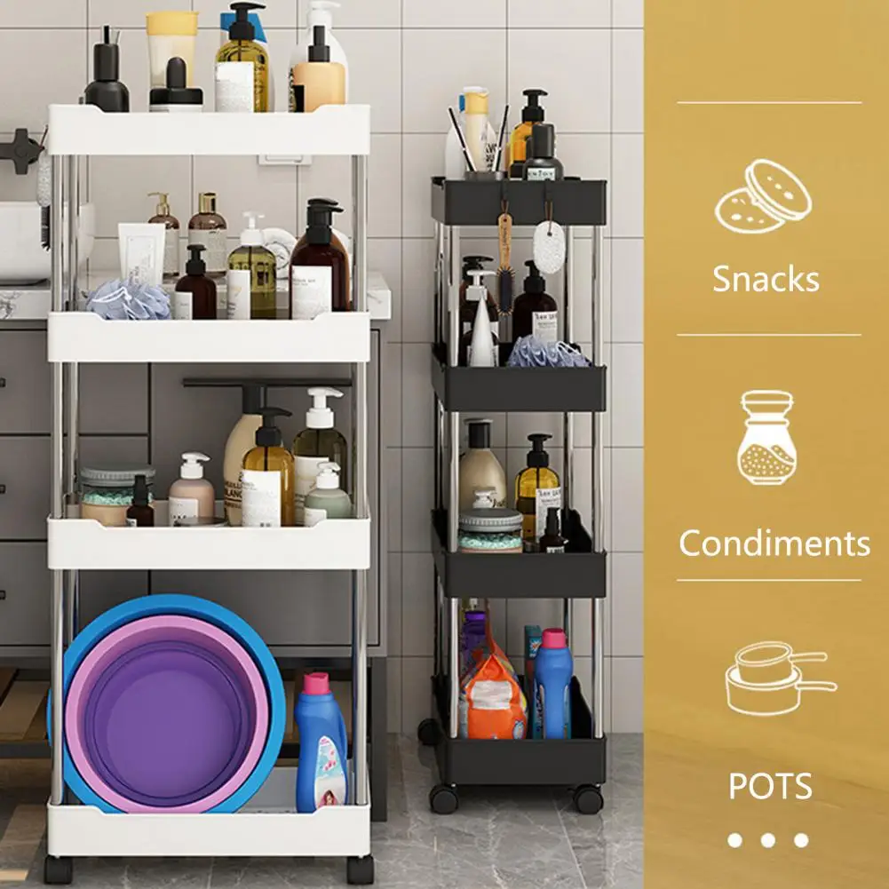 Rejilla rodante deslizante confiable con ruedas, carrito de almacenamiento móvil, estante Vertical rodante de pie para cocina