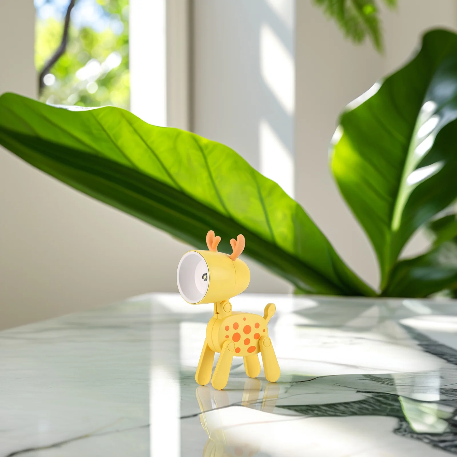 

Mini LED Night Light Cartoon Deer Lamp PVC Animal Lights Bedroom Kids Warm Foldable Ears Adjust Head Angle Dorm Decor Gifts