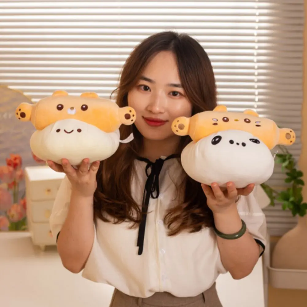 Soft Rolling Pin Cat Plush Toys Big Eyes Cartoon Dough Cat Plush Doll Kawaii Smile Rolling Pin Dog Plush Doll Children's Toys