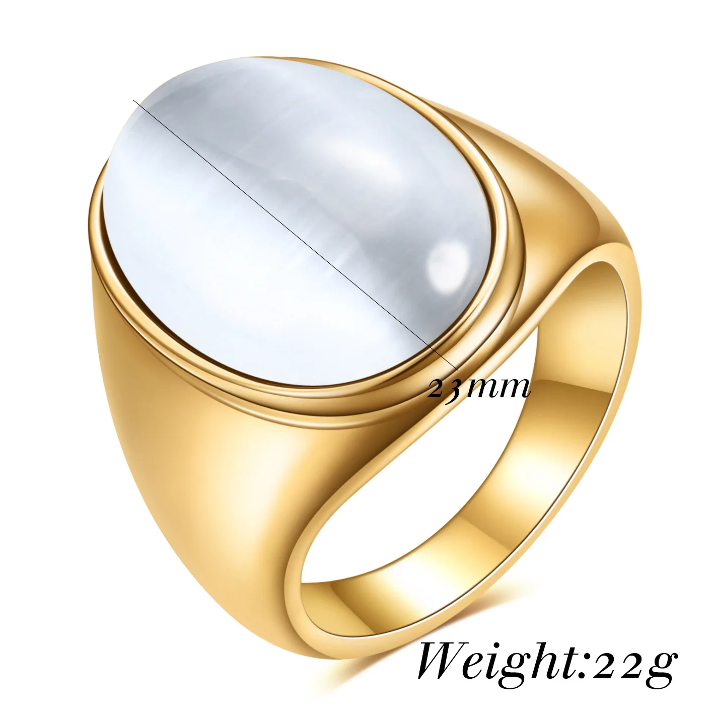 Ovaler Katzenauge-Stein Edelstahlring Gold Silber Plattiert Mehrfarbiger Statement-Ring für Damen und Herren – Detail 11