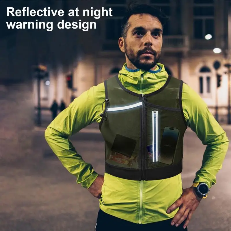 Breathable Reflective Phone Storage Bag Functional Waistcoat Bags For Men Cycling Running Chest Bag Lightweight Vest Bag