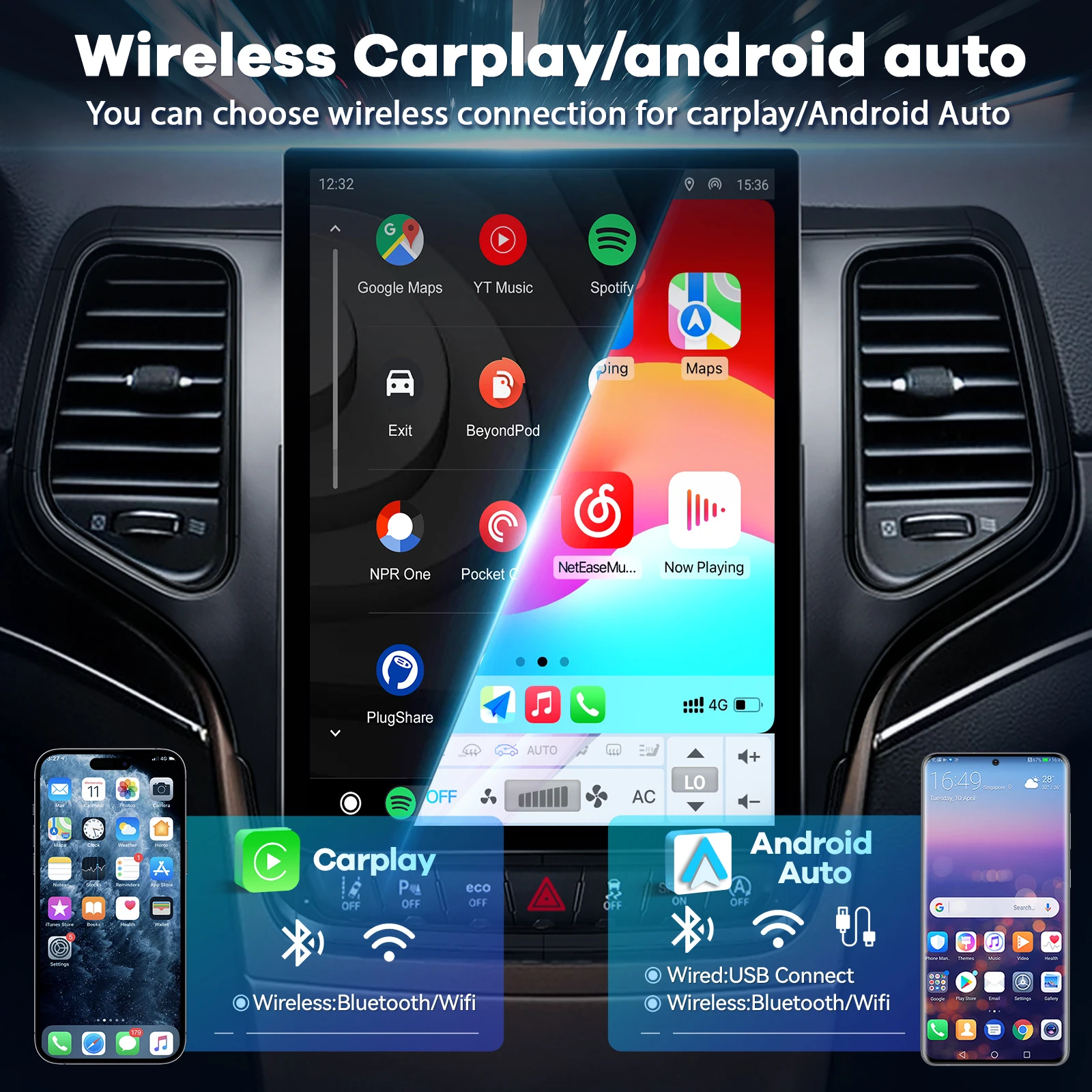 12.1 Inch Tela Style Radio Screen Accessories Snapdragon 665 for Jeep Grand Cherokee 2014-2021 Wireless QLED DSP GPS