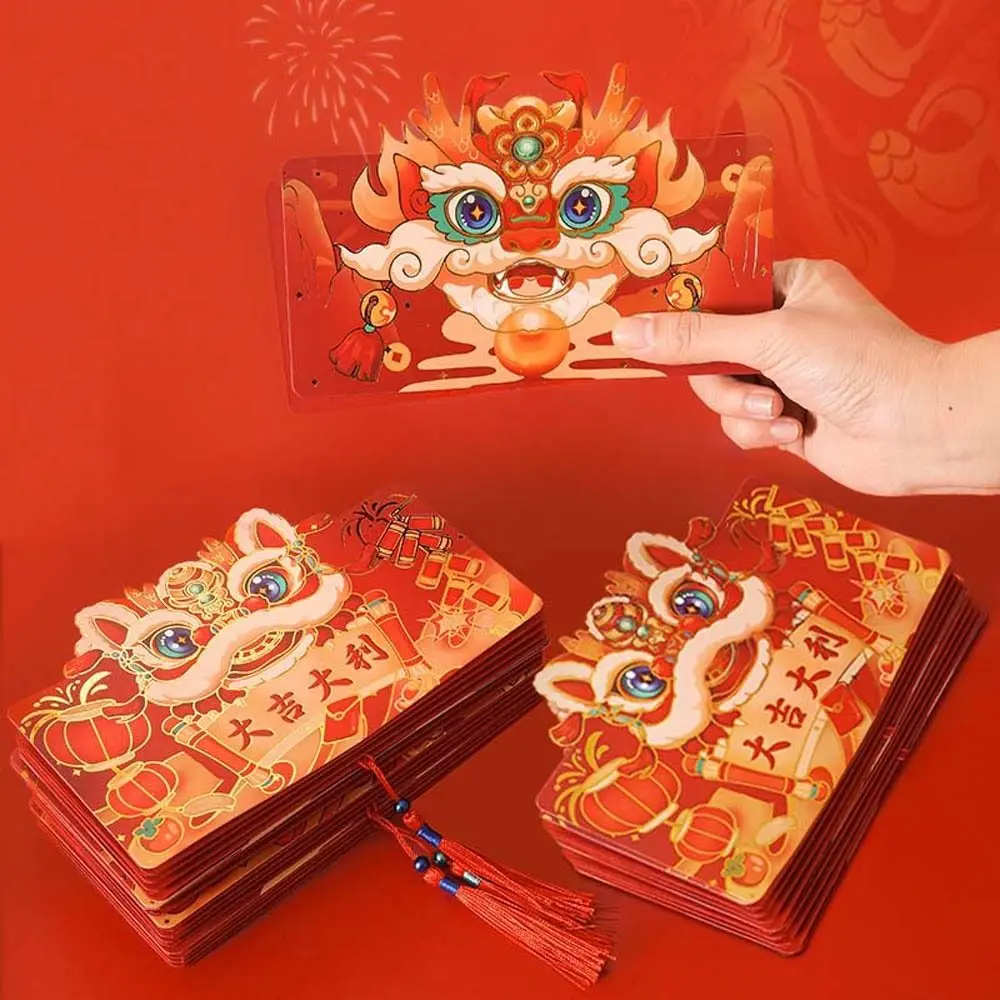 Envelope vermelho dobrável do ano novo chinês, material do festival da primavera, decoração do feriado chinês, borlas bronzeadores do bolso do dinheiro Hongbao