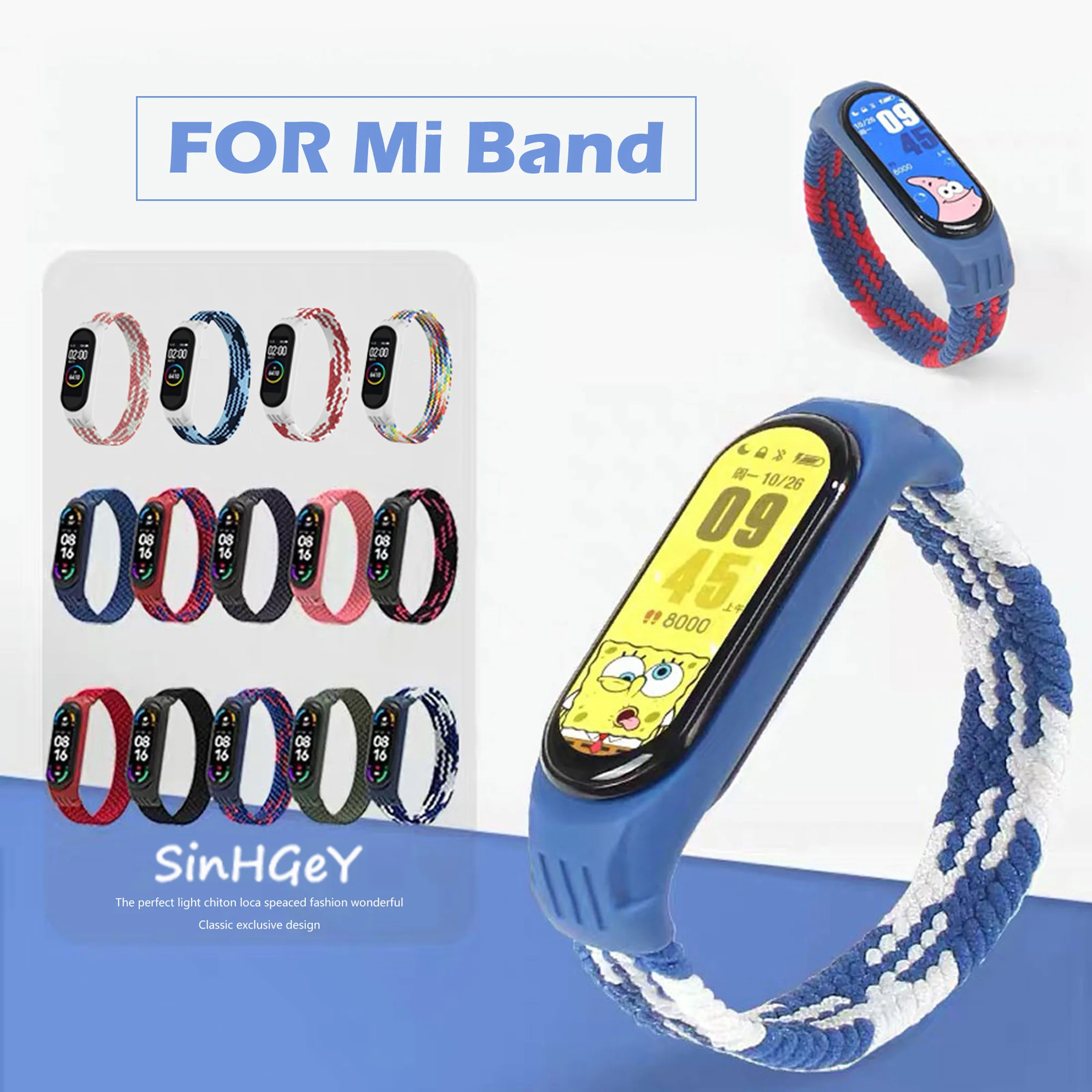 Nylon Strap For Xiaomi Mi Band 3 / 4 / 5 / 6 Woven Solo Loop Sport Replacement Wristband