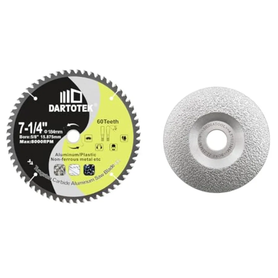 

7-1/4"/184mm Aluminum Cutting DiscCircular Saw Blade 60T TCT Cut Off Wheel for Aluminum Plastic with 5/8" Arbor for Circular sa