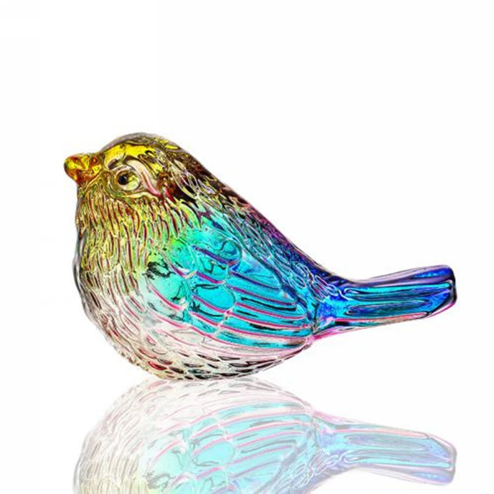 Crystal Birds Figurine Bird Gifts Bird Lovers Handmade Glass Animal Statues Home Shelf Decor 2Pcs/Set