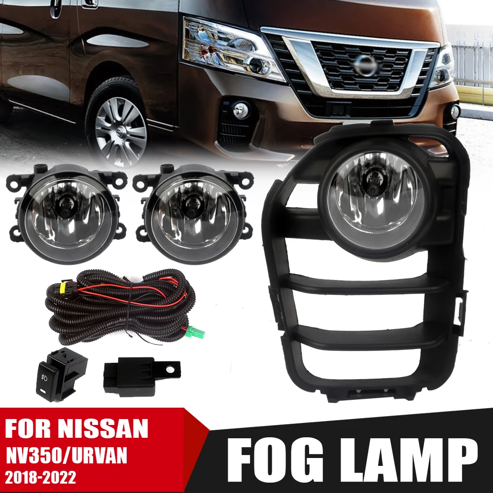 Front Bumper Fog Lamp UpgradeKit FOR Nissan NV350 URVAN 2018 2019 2020 2021 2022 Version Additional Foglight Set Switch + Wiring