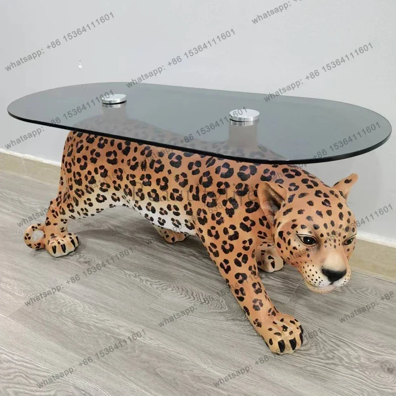 Leopard Coffee Tables,Creative Large Floor Decoration,Customized Sculpture,Sofa Side Table,Furniture Resin Statue, Living Room