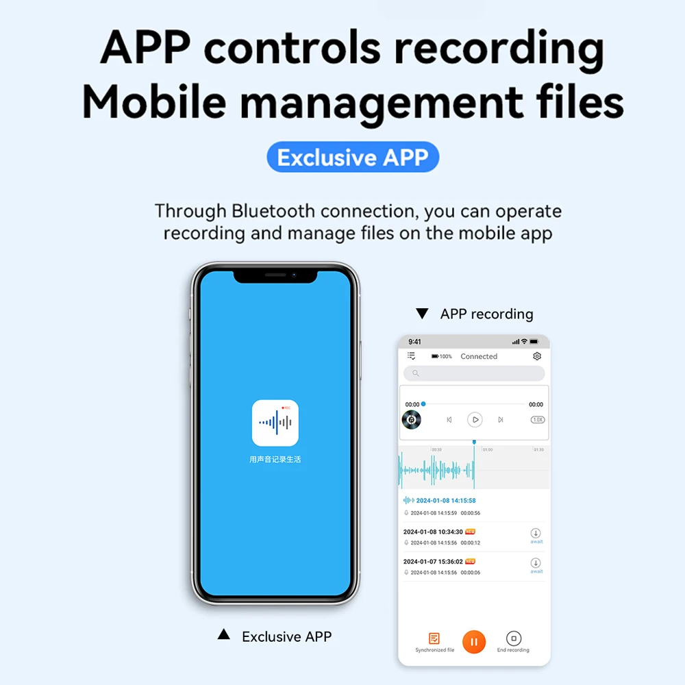 APP Mini Voice Recorder Activated Recording Micro Dictaphone Digital Audio Smart Recorder Noise Reduction Sound Recorder