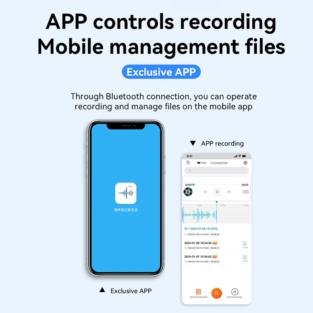 APP Mini Voice Recorder Activated Recording Micro Dictaphone Digital Audio Smart Recorder Noise Reduction  Sound Recorder