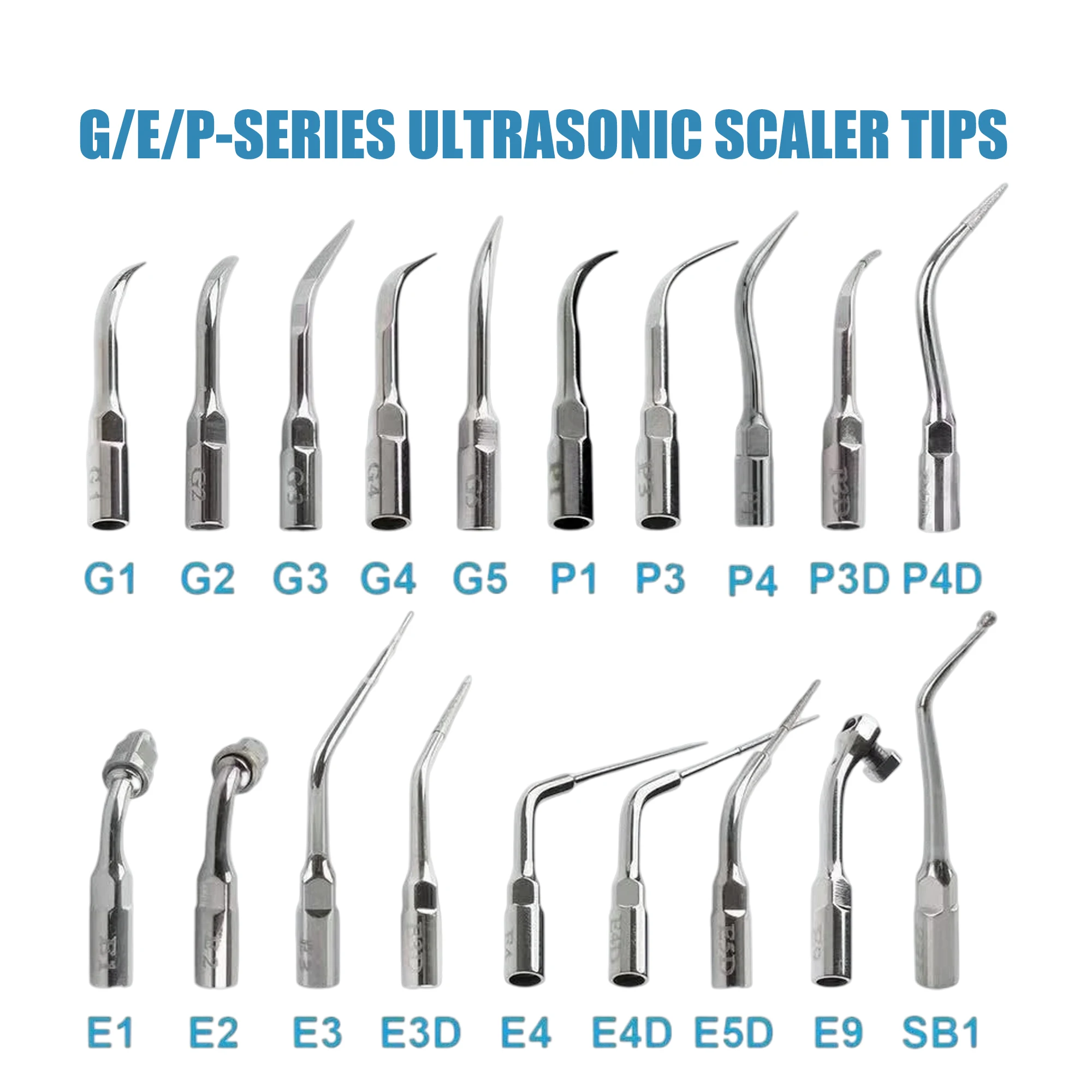 P/G/E Series Dental Ultrasonic Scaler Tip Insert Teeth Cleaning Tip Fit EMS Woodpecker DTE  NSK Prophylaxis Tip Calculus Removal
