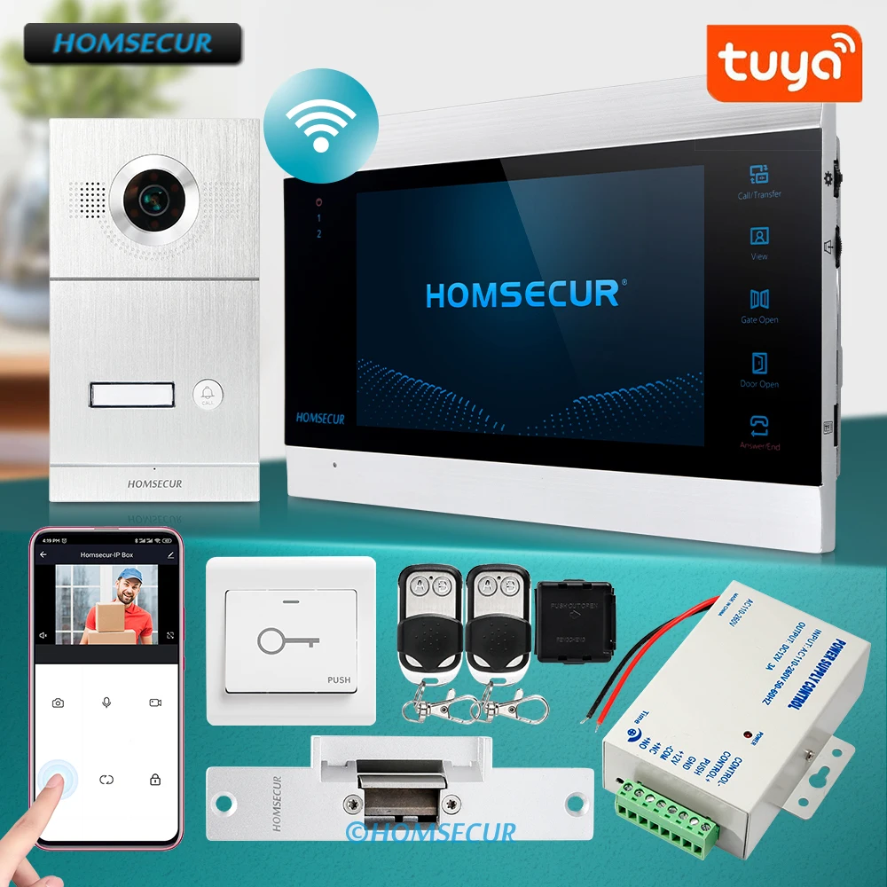 

HOMSECUR Waterproof 4 Wire 7" Tuya WIFI Video Doorphone Intercom System Doorbell Camera Motion Detection Auto Record Snapshot