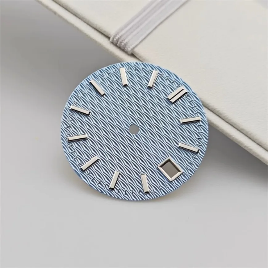 Quadrante NH35 28,5 mm Ocean Wave GS quadrante blu bianco nero non luminoso per movimento NH35/NH36 accessori per orologi quadranti per orologi