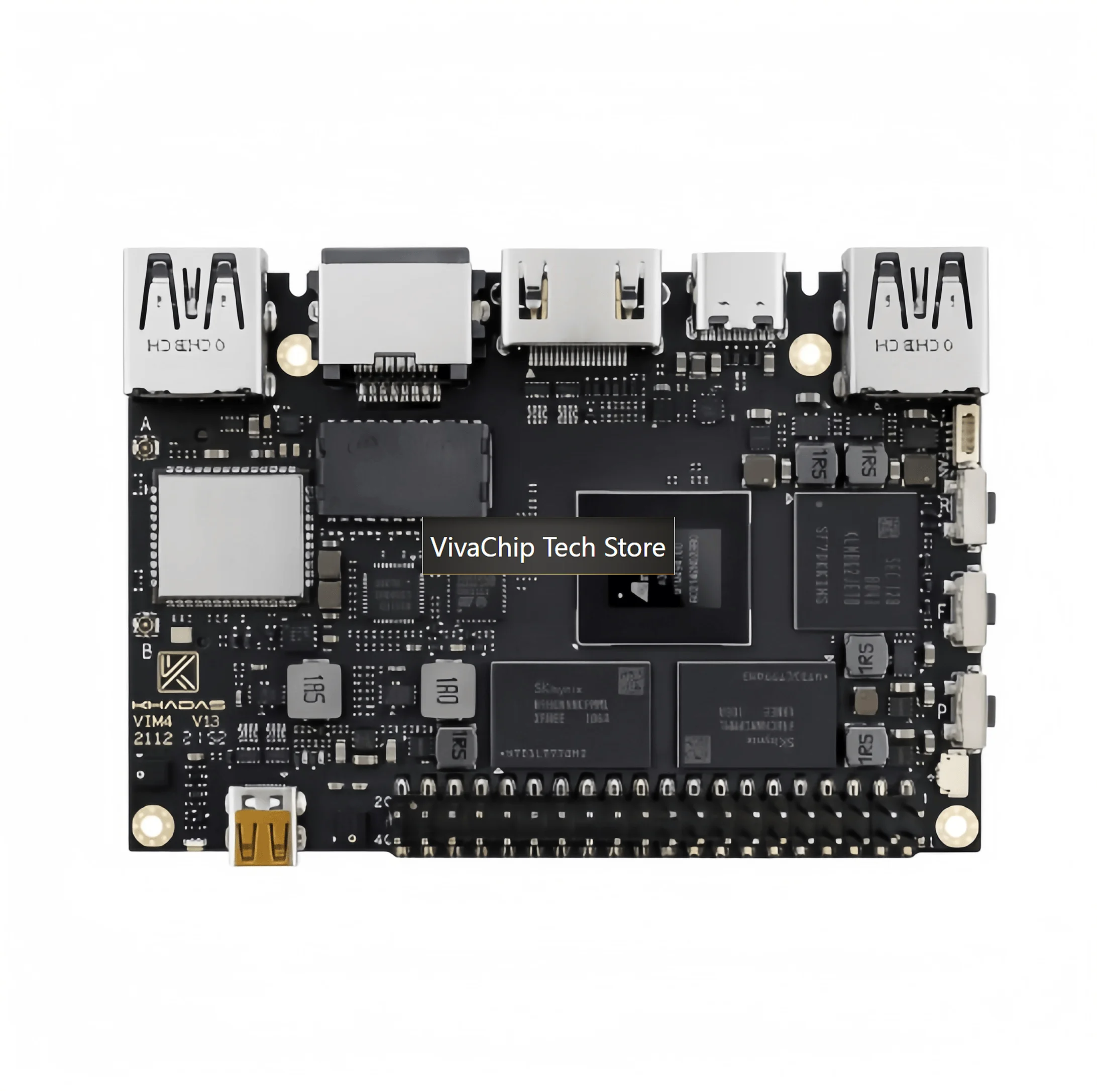 VivaChip TechThe Khadas VIM4 Card Computer A311D2 Open-source 8-core Development Board Supports HDMI IN 4K @60fps.