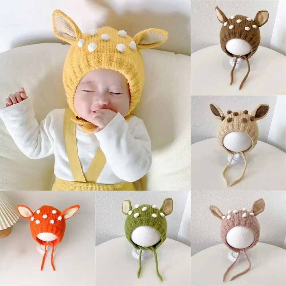 

New Cartoon Baby Hat Plush Ear Protection Baby Beanie Cap Photo Props Infant Knitted Hat Autumn and Winter