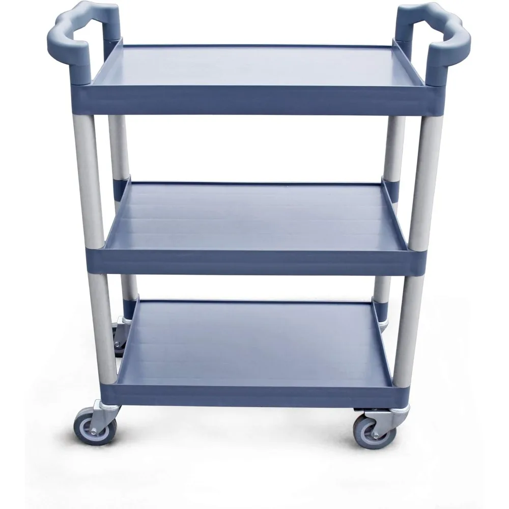 

350-Pound Plastic 3-Tier Utility Bus Cart with Locking Casters,dual molded handles are fitted to each end of the cart for easy