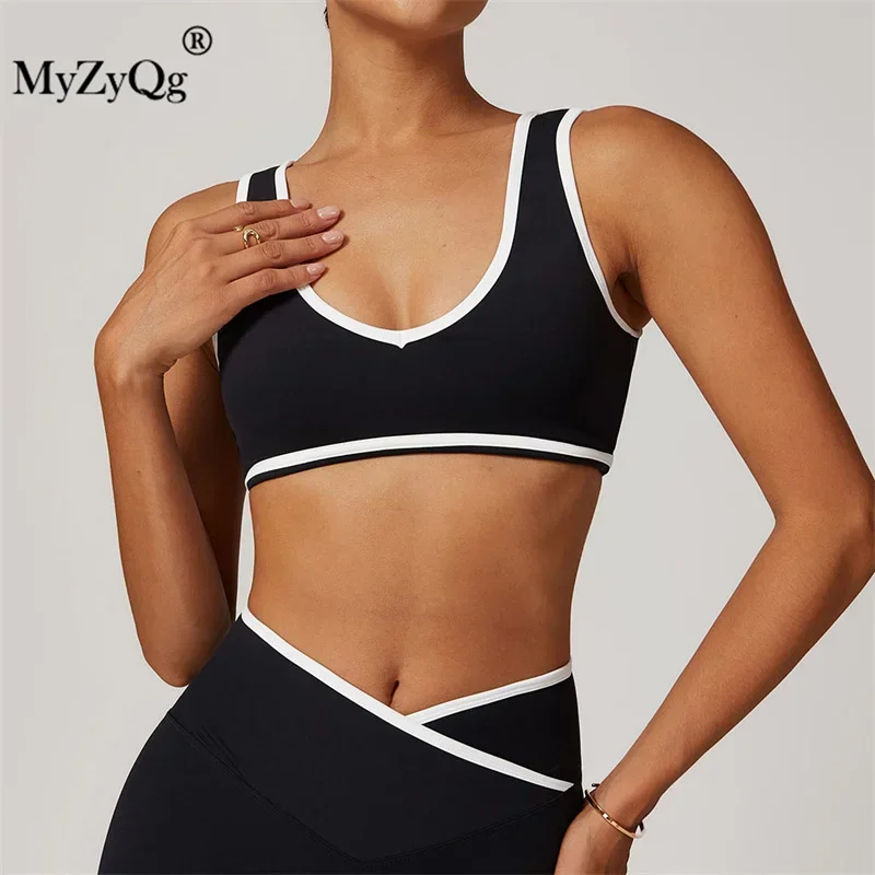 

MyZyQg Women Yoga Bra Color Clashing Wide Straps Sports Underwear Shockproof Outdoor Running Fitness Tank Top Workout Tops