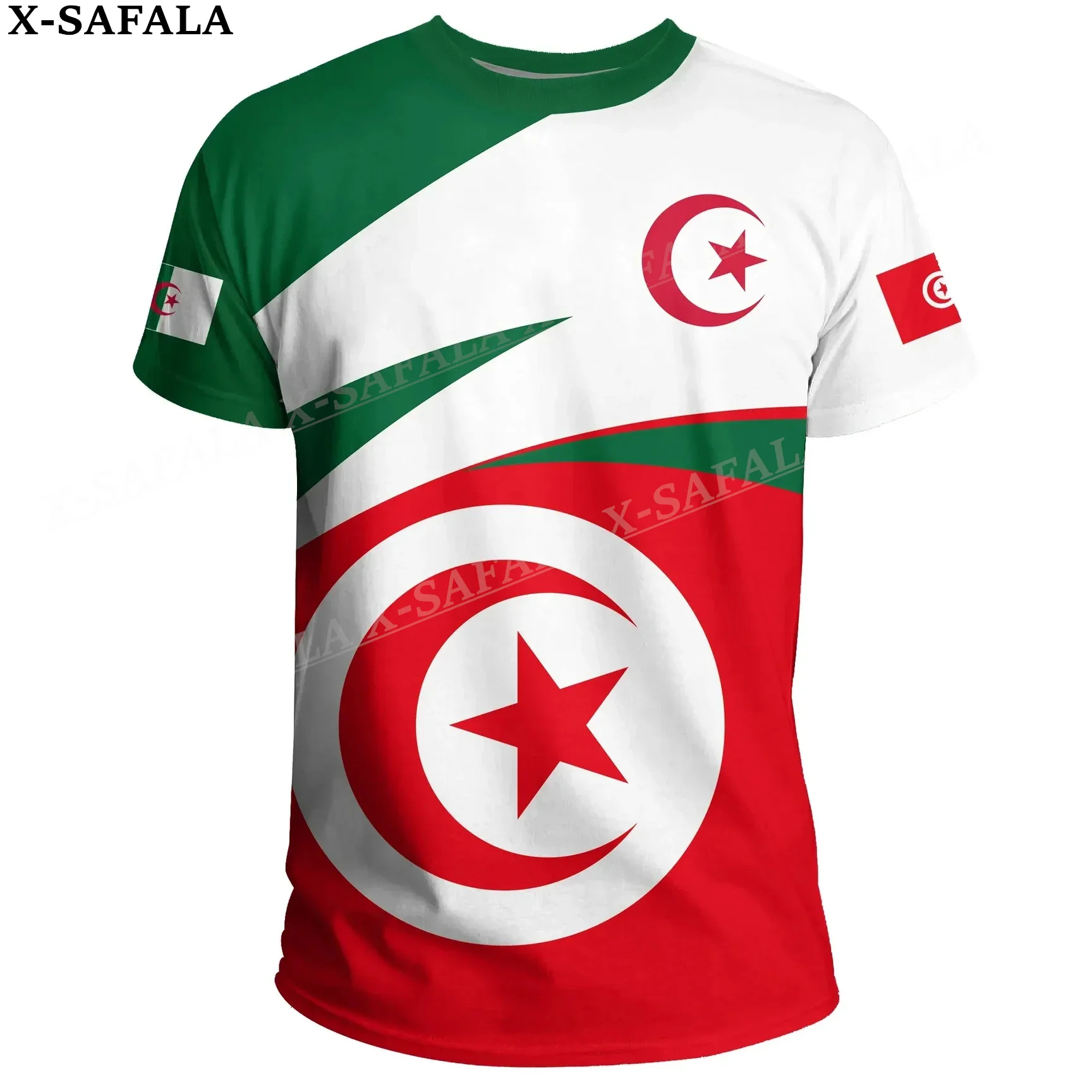 CUSTOM Name ALGERIA  Coat Of Arms 3D Print Mesh Fiber T-Shirt Top Summer Tee Men Streetwear Shorts Sleeve Sport Casual Clothing