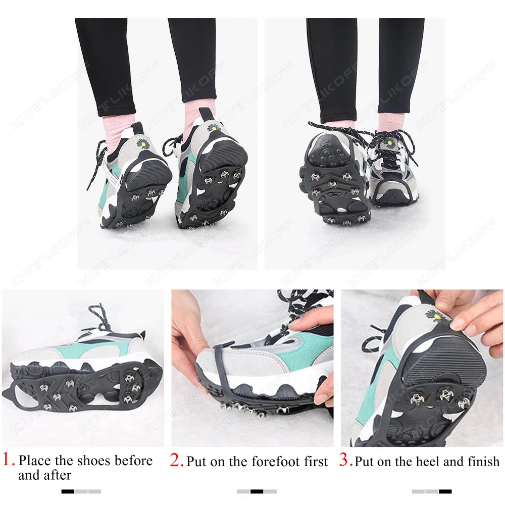 8 Tooth Snow Ice Crampons Anti slip Shoe Inserts Perfect for Winter Outdoor Sports like Climbing, Hiking Fishing