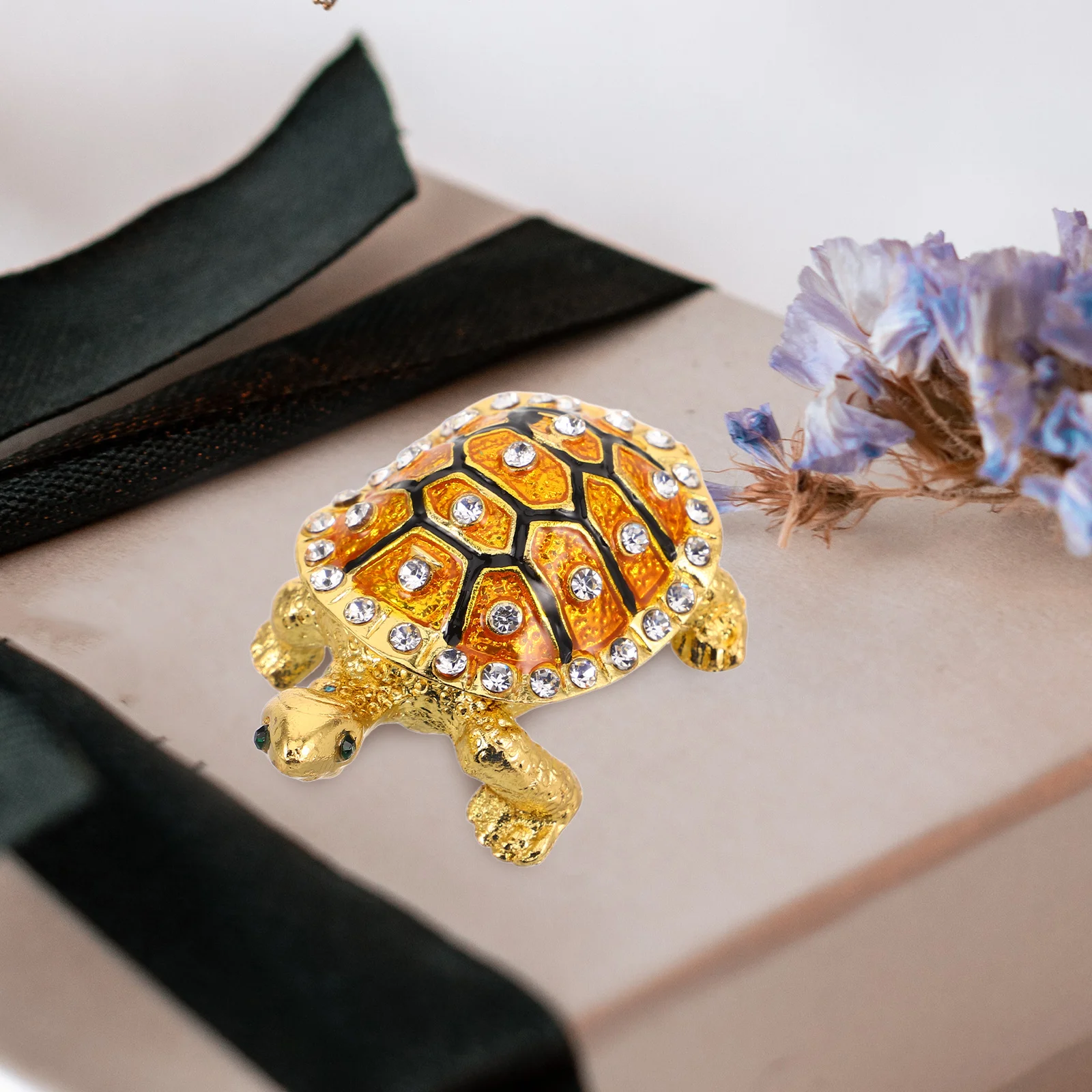 

Turtle Shaped Vintage Jewelry Box European Design Metal Trinket Case for Ring Earring Storage Decorative Organizer Desktop