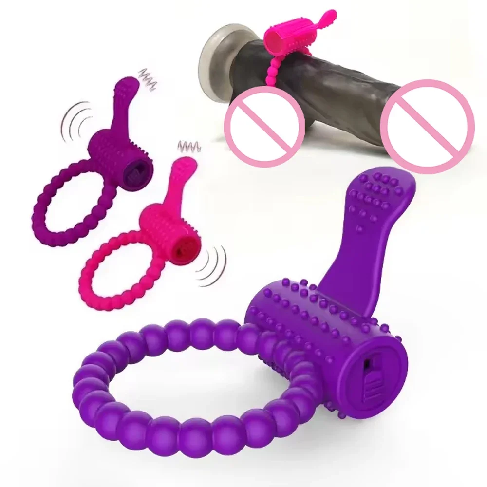 Vibrating Penis Ring Clitoral Stimulator Orgasm Lock Cock Rings Vibrator for Man Delay Ejaculation Erotic Sex Toys For Couple