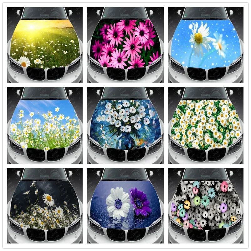 Earth -  Daisy Beautiful Flower Car Hood Vinyl Stickers Wrap Vinyl Film Engine Cover Decals Sticker Car Auto Accessories