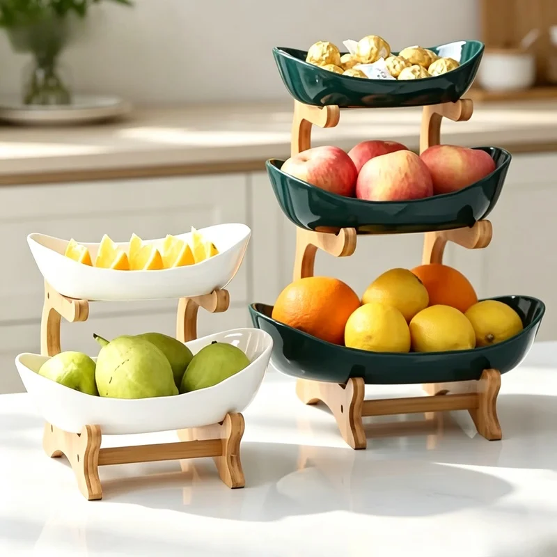 Creative Modern 2/3 Tier Fruit Plate Plastic Snack Storage Tray Candy Dried Fruit Basket Cake Stand Home Living Room