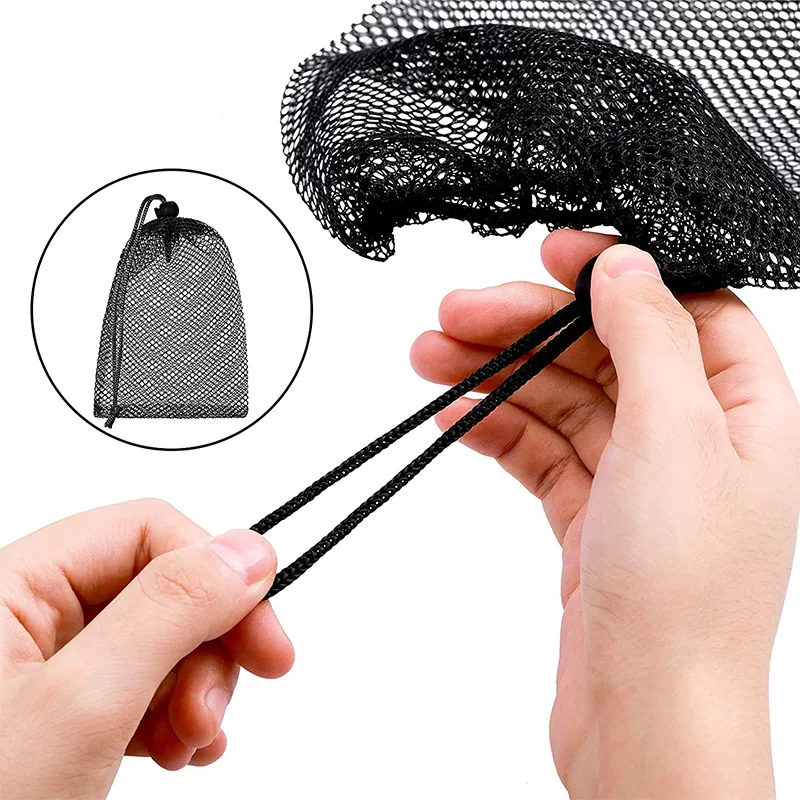 Mesh Stuff Sack Durable Nylon Mesh Drawstring Laundry Bag for Rinsing Beach Toys Swimming Camping Travel Outdoor Tool Bag