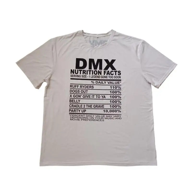 DMX T Shirt Mens XXXL White Nutrition Facts Hip Hop Rap Graphic Short Sleeve