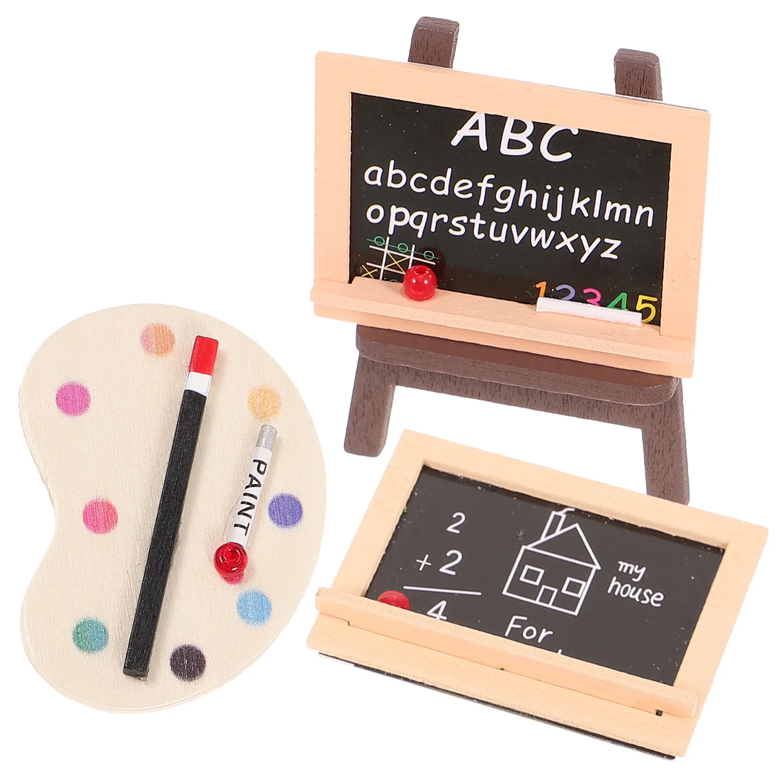 

1Set Wooden Mini Blackboard Color Palette Adorable Desktop Easel Decorative Mini House Accessories Photography Prop