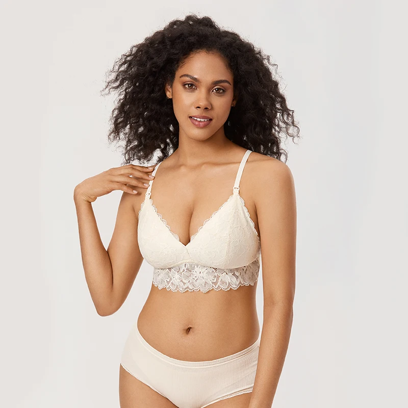 Sutiã de enfermagem maternidade sem fio, renda, levemente acolchoado, wirefree, sexy, amamentação, lingerie, bralette para mulheres grávidas, lactação, XL Plus