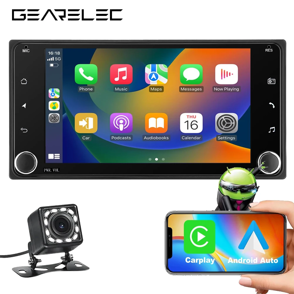 GEARELEC 7 inch Car Radio CarPlay For Toyota Corolla Android 12 Car Stereo GPS Navigation luetooth WiFi AM FM Radio Receiver