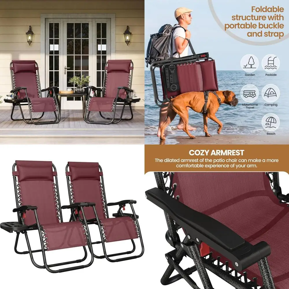 

Садовые шезлонги с подушками, подстаканниками, столиками и ремнем для переноски для использования на террасе, заднем дворе или пляже