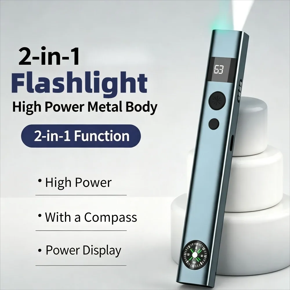 Green Light Handheld Indicator Flashlight Digital Power Display Long Distance Pointer for Sand Table Outdoor Teaching