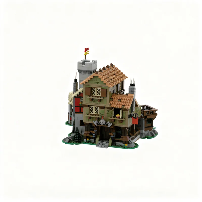 2675pcs MOC Castle Lion Knights Medieval Town Square Extension Model Building Blocks Toys Architecture Christmas Gift Creative