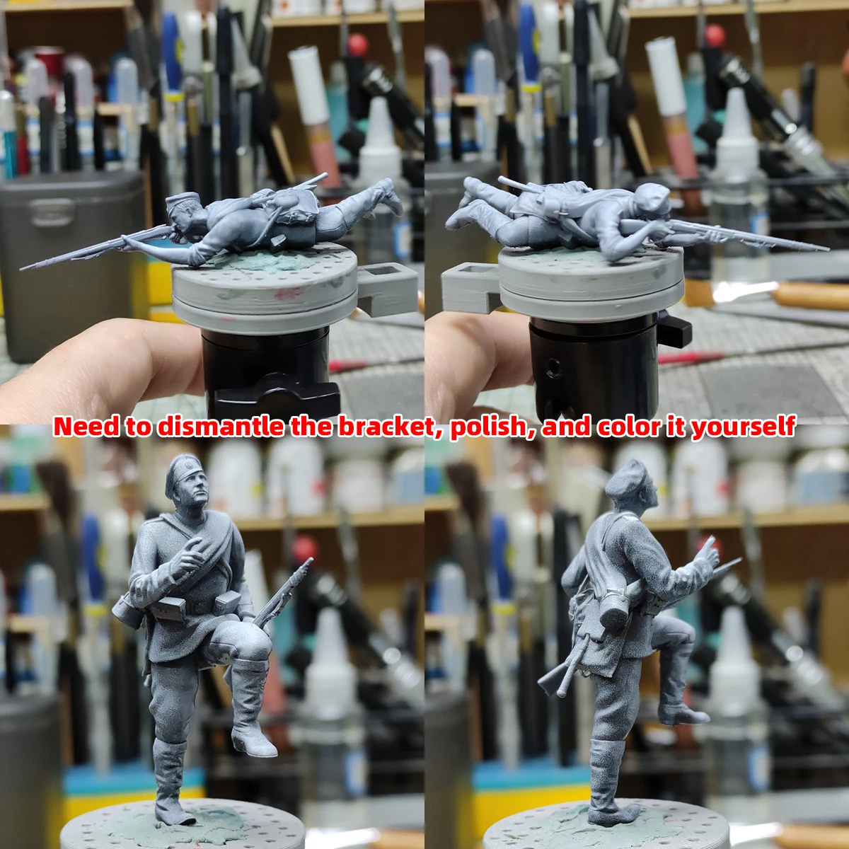 Maßstabsgetreuer Miniaturmodellbausatz Russische Soldaten im Kampfset Militärische Zusammenbaufiguren Diorama 1914–1918 5 Stück 1/35 1/48 1/72 – Detail 1