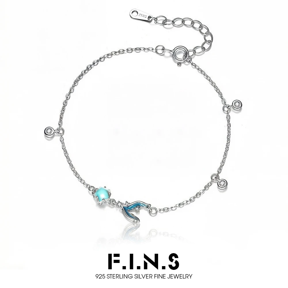 F.I.N.S S925 Sterling Silver CZ Star Enamel Fish Tail Bracelet Chain For Women Moonlight Glass Party Gift Hand Fine Jewelry