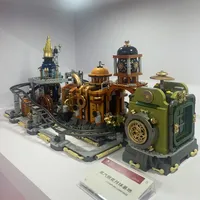 Moc Street View Steampunk Moon Base Model Building Blocks Aerospace Limited Model Bricks Assembling Toys For Boy Birthday Gift