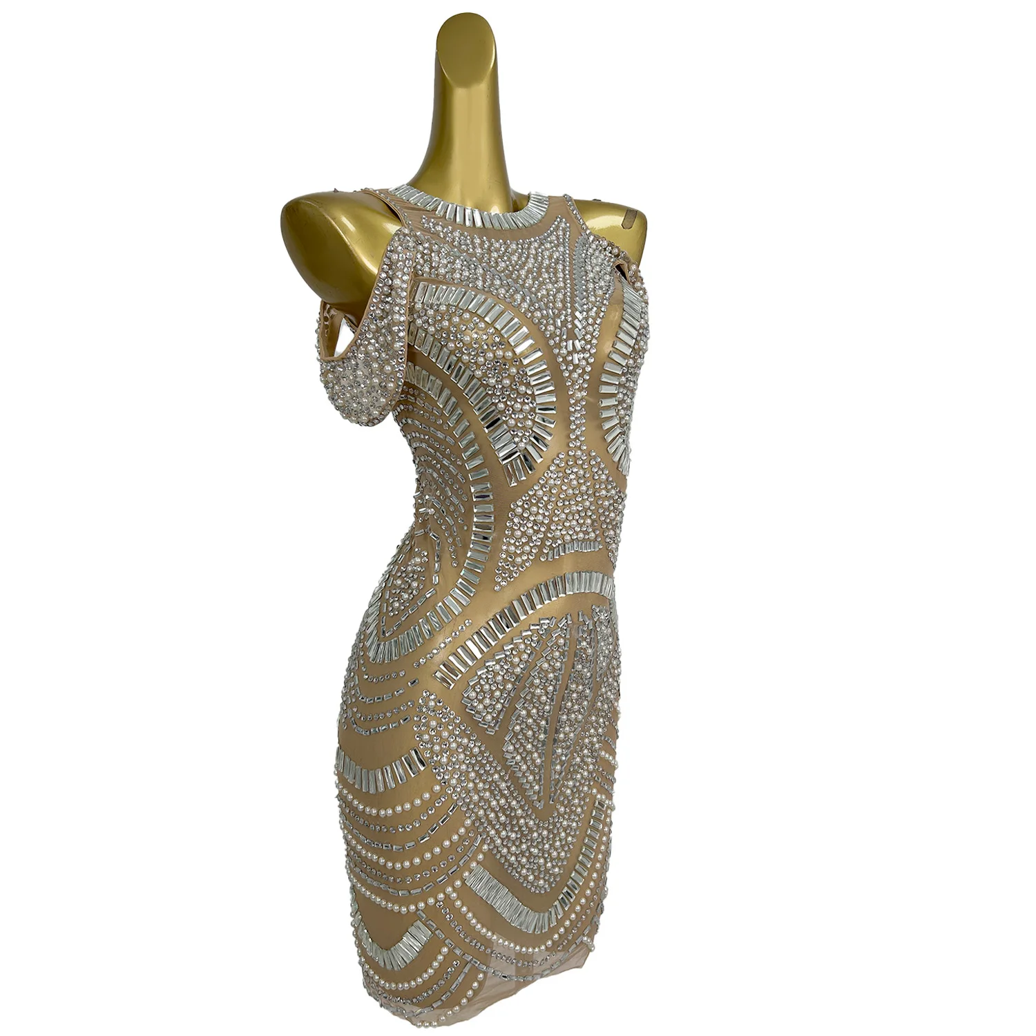 Minivestido de fiesta para discoteca con lentejuelas brillantes y diamantes de imitación, vestidos de noche para mujer, disfraz de Festival, vestido tubo para cóctel y graduación