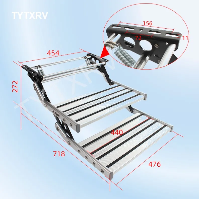 

TYTXRV OEM Strength Aluminum Alloy Manual Pull Out Step with LED Anti-corrosion Anti-slip Trailer Caravan Double Steps