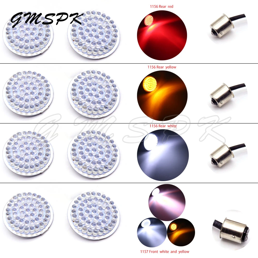 Motorcycle Bullet Style Turn Signal Indicator 1156 1157 LED Inserts Panel Light Lamp Fit for Harley Road King Softail Sportster