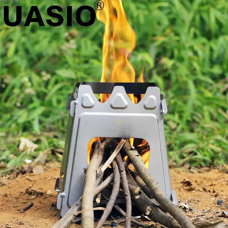 Outdoor Camping Stove Portable Ultralight Folding Wood Pocket Stove Camping Fishing Hiking Lightweight Titanium Survival Cooking